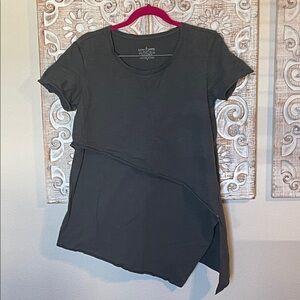 neon buddha Black Asymmetrical Short Sleeve Tee